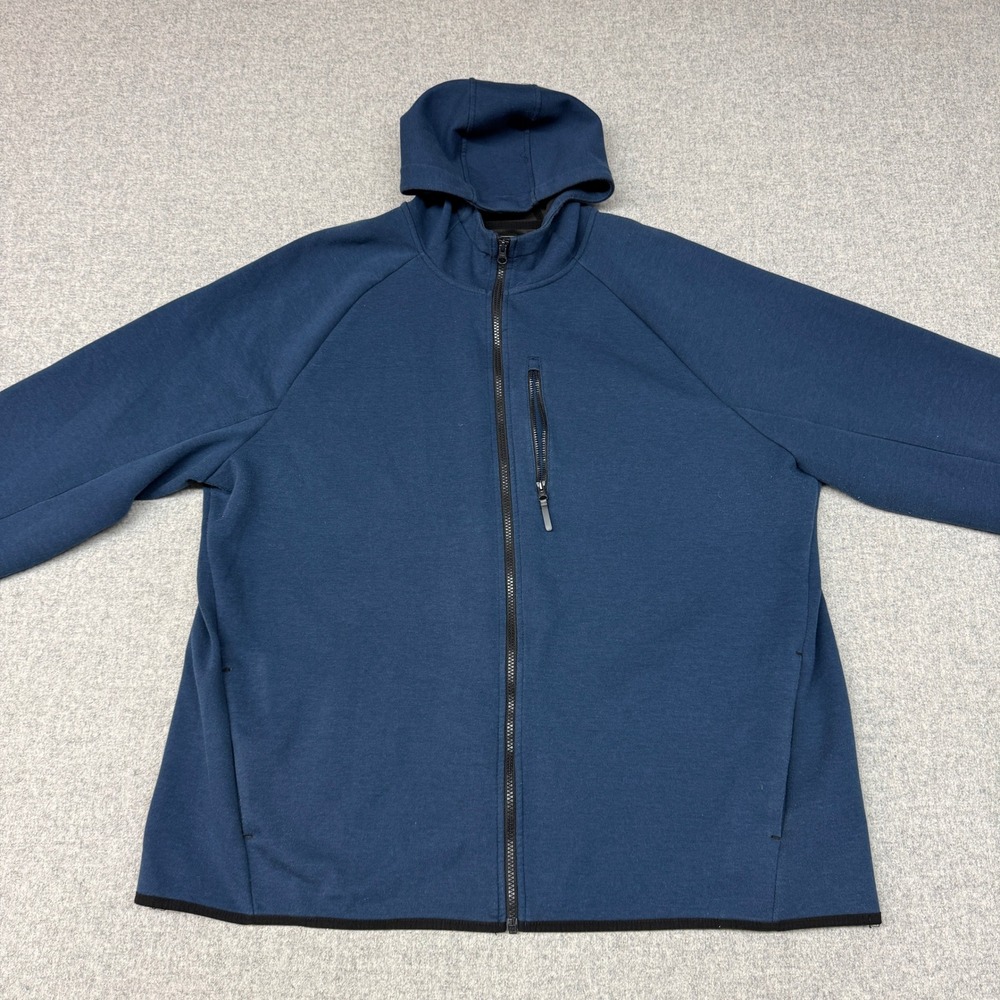 Russell Fusion Knit Full Zip Hoodie 3XL Blue Athletic Raglan Chest Pocket Jacket